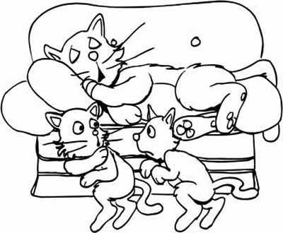 Colorful Cats. free cat coloring pages