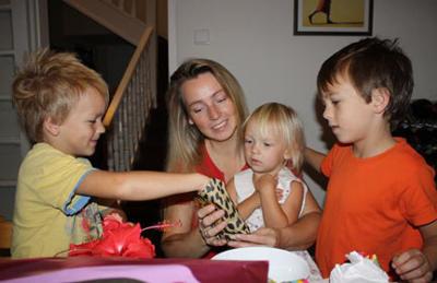 Children and Me Opening Gifts